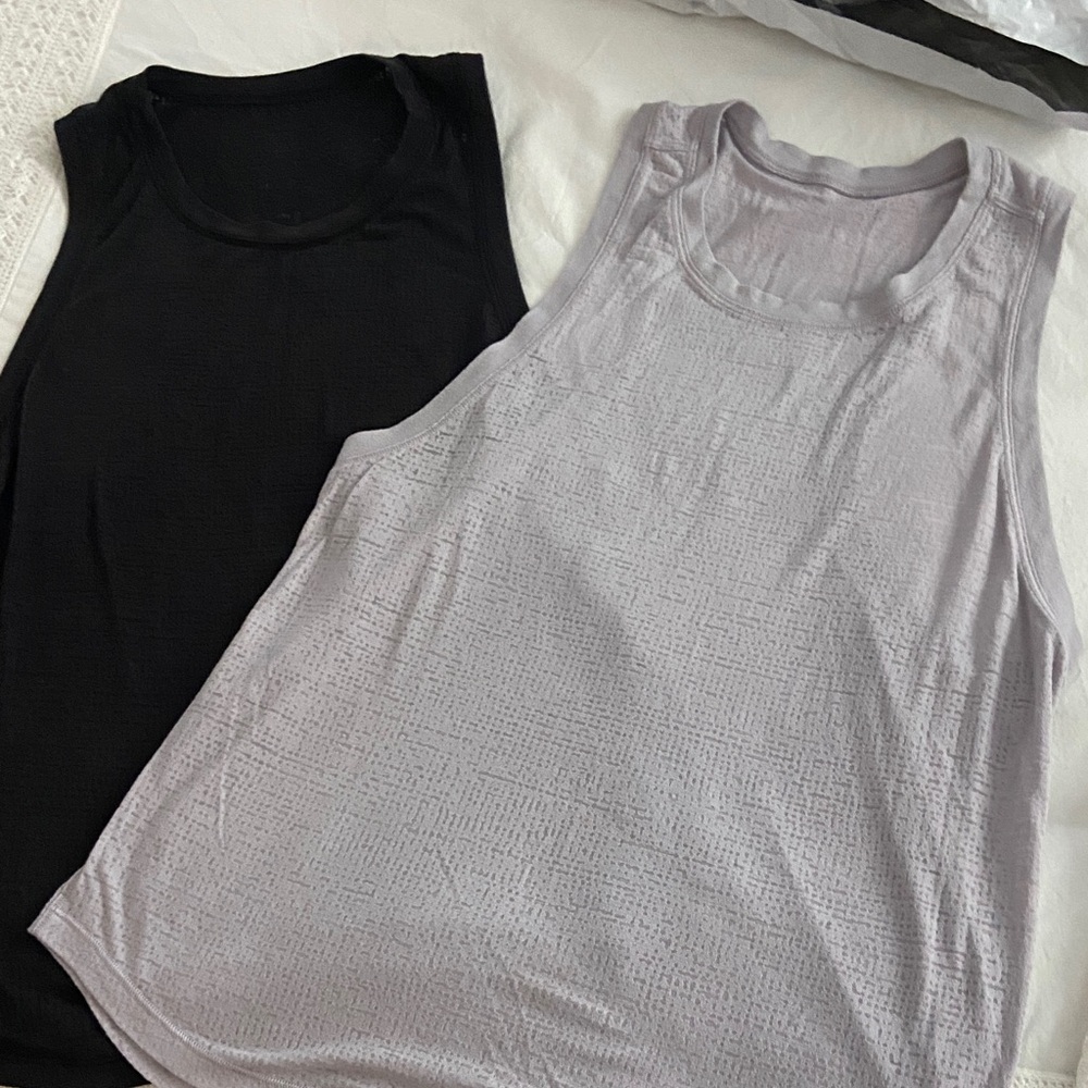 lululemon athletica Black and Light Gray Tank Tops